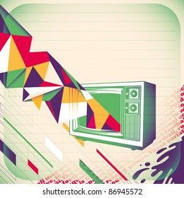 Abstract banner with tv. Vector illustration.