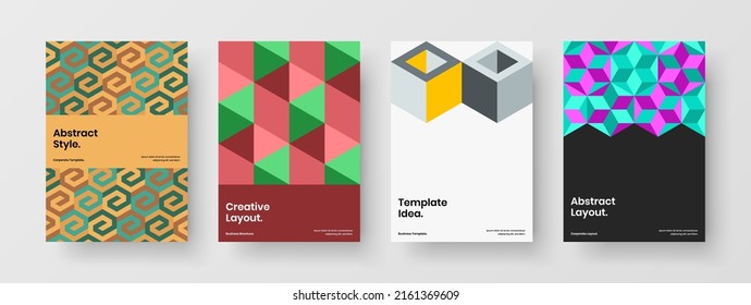 Abstract banner vector design illustration collection. Unique mosaic pattern leaflet template bundle.