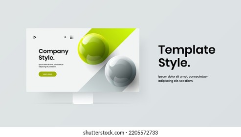 Abstract banner vector design layout. Creative monitor mockup website illustration.