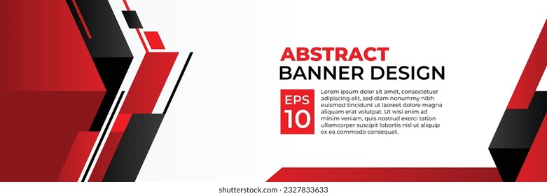 Abstract banner vector, modern background horizontal with geometric red white and black color for technology and sports theme