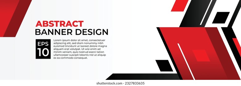 Abstract banner vector, modern background horizontal with geometric red white and black color for technology and sports theme