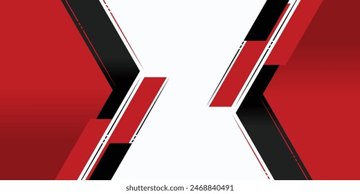 Abstract banner vector, modern background horizontal with geometric red white and black color for technology and sports theme