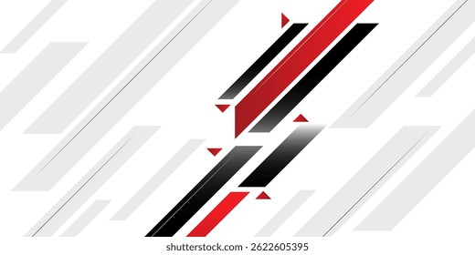 Abstract banner vector, modern background horizontal with geometric red white and black color for technology and sports theme