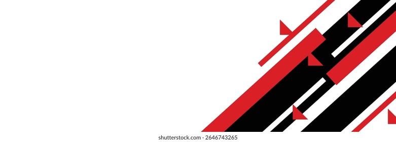 Abstract banner vector, modern background horizontal with geometric red white and black color for technology and sports theme illustration eps10