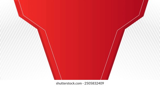 Abstract banner vector, red and white horizontal background, digital media banner with empty space