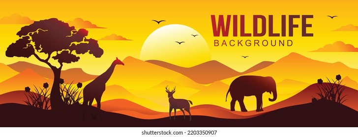 Abstract banner vector with wildlife design concept