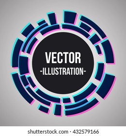 Abstract banner with violet blue technology circles. Vector illustration