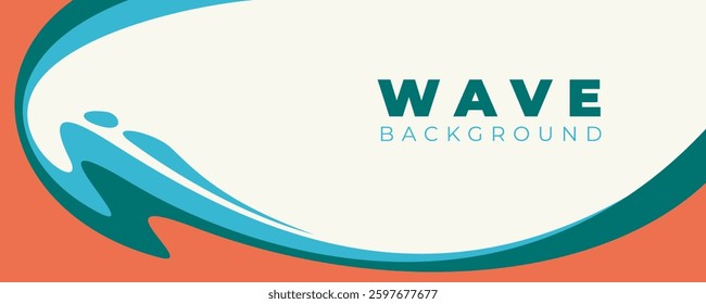 Abstract banner wave background ocean blue orange modern wavy 