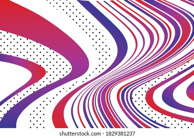 Abstract banner with wavy gradient lines and black dots. Vector illustration. Twisted dynamic background