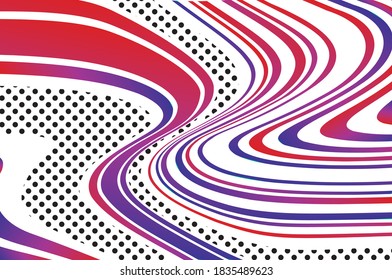 Abstract banner with wavy gradient lines and black dots. Vector illustration. Twisted dynamic background