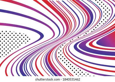 Abstract banner with wavy gradient lines and black dots. Vector illustration. Twisted dynamic background