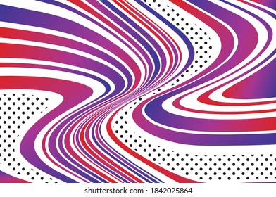 Abstract banner with wavy gradient lines and black dots. Vector illustration. Twisted dynamic background