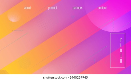 Abstract Banner. Wavy Summer Poster. Purple Rainbow Pattern. Vector Screen. Retro Geometric Elements. Horizontal Page. Round Landing Page. Blue Abstract Banner