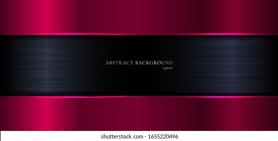 Abstract banner web elegant template geometric pink gradient metallic on black metal background and texture. Luxury style. Vector illustration