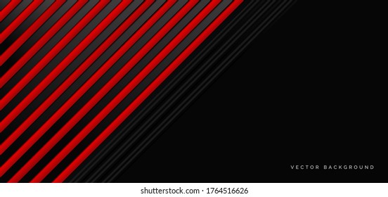 Resumen de banner web tecnología de solapamiento geométrico rojo y negro con fondo de concepto corporativo con espacio para el texto. Ilustración del vector