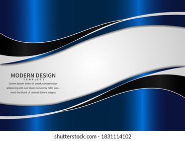 Abstract banner web template blue and black curve with copy space for text on white background. Modern style.Vector illustration