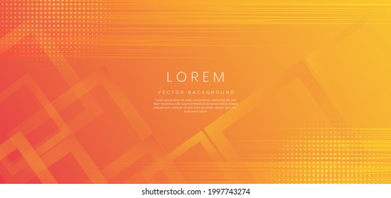 Abstract banner web template design background yellowy and orange squares overlapping with halftone. Vector illustration