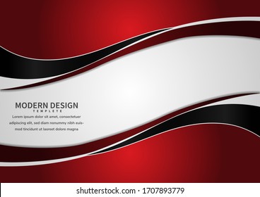 Abstract banner web template red and black curve with copy space for text on white background. Modern style.Vector illustration