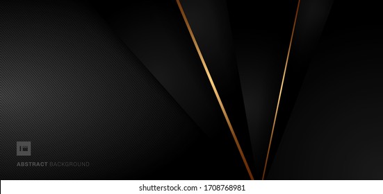Triángulos geométricos blancos y grises de la plantilla de la web de banner abstracto con línea dorada metálica sobre fondo blanco. Estilo de corte de papel. Ilustración del vector