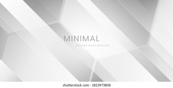 Resumen de banner web hexágono geométrico blanco y gris superposición de tecnología de fondo corporativo con espacio para el texto. Ilustración del vector