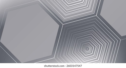 Abstract banner web white and gray geometric hexagon overlapping technology corporate design background
