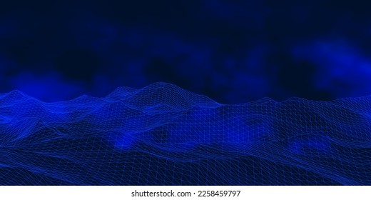 banner abstracto con un diseño de panorama de wireframe abstracto 