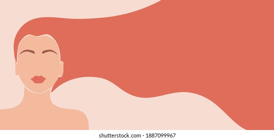 Abstract banner of a woman with a leaves.
