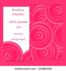 Abstract banner.Invitation card . Template frame design for card.  Corporate Identity editable  template with pink acrylic spirals. Brochure design. Vector illustration.