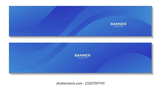 abstract banners with blue wave gradient background