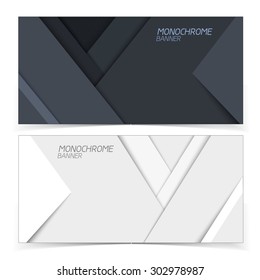 Abstract banners. Gray shapes shadow overlap 3D dimension. Modern flat material composition. Geometric vector template.