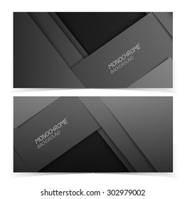 Abstract banners. Gray shapes shadow overlap 3D dimension. Modern flat material composition. Geometric vector template.