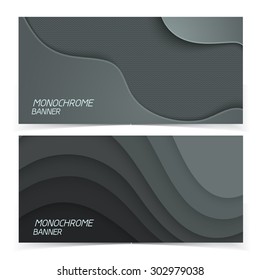 Abstract banners. Gray shapes shadow overlap 3D dimension. Modern flat material composition. Geometric vector template.