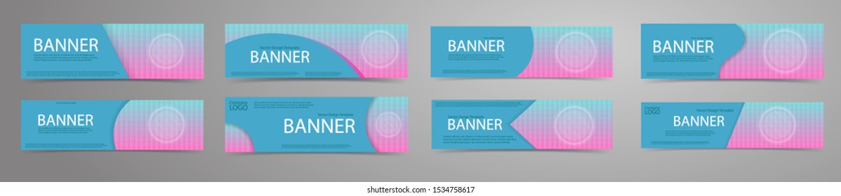 Abstract banners with holograhic pattern background and white button. Vector template set.