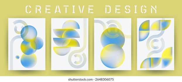 Bandeiras abstratas geometria vetorial moderna. Linhas de vetor suaves criam movimento dinâmico. O fluxo linear atende ao equilíbrio circular. Perfeito para design de pôster ou cabeçalhos editoriais.