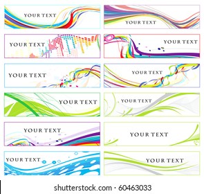 Abstract banners on 12 different themes, , vector illustration.