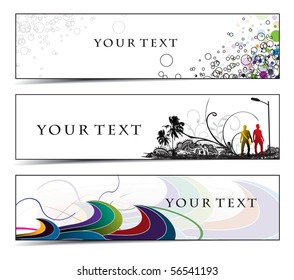 Abstract banners on different themes, multi-coloured, vector illustration.