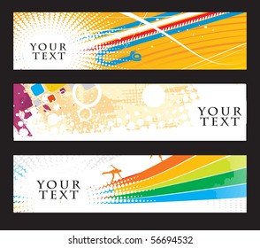 Abstract banners on different-2 colorful themes, multi-colored, vector illustration.