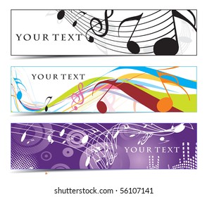 Abstract banners on music note, multi-colored, vector illustration.