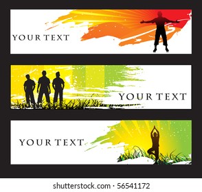 Abstract banners on outdoor themes, multi-coloured, vector illustration.