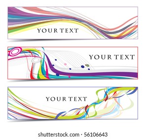 Abstract banners on rainbow wave line, multi-colored, vector illustration.