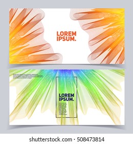 Abstract banners set. 3d mesh mandala design. Cool gradient colors. Eps10 vector.