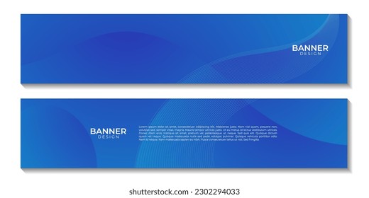 abstract banners set blue wave gradient background for business