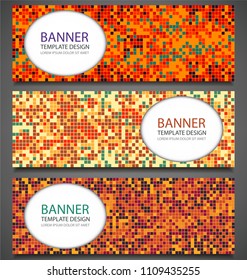 Abstract banners set with colorful pixel background. Party invitation design template. Vector illustration