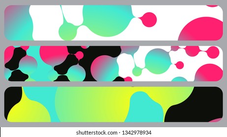 abstract banners set with connected bubbles in pop shades