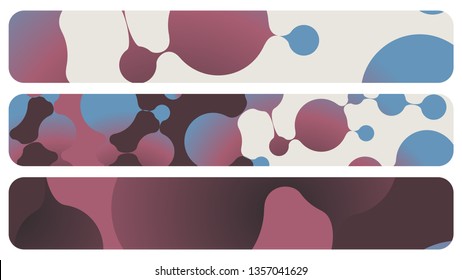 abstract banners set with connected bubbles in retro shades
