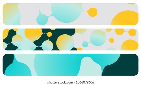 abstract banners set with connected bubbles in watercolor shades