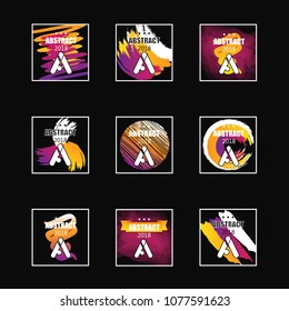 Abstract banners set isolated on black background. For web site,poster,placard, invitation card,badge and wallpaper.Useful for brochure,flyer,leaflet and logo. Creative modern art, vector illustration