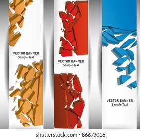 Abstract banners with the smashed pieces