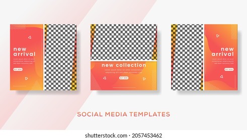 Plantilla de carteles abstractos con color degradado para los medios sociales. puesto de venta de moda. vector premium