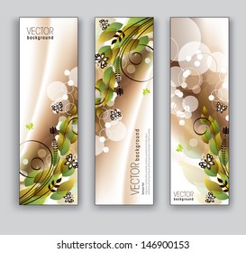 Abstract Banners. Vector Backgrounds. Floral Theme.